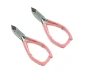 2 Thick Toenail Nipple Clipper Cutter (Pink) Moon Shape for Podiatrist/Pedicure
