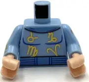 Lego New Torso Medium Blue Collar Belt Gold Zodiac Symbols Part
