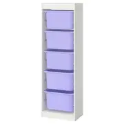 TROFAST storage combination with boxes, white/lilac, 46x30x146 cm