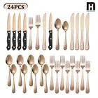 24-Pieces Stainless Steel Multicolor Flatware Set with Steak Knives