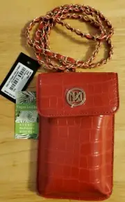 Badgley Mischka Croc Phone Case Wallet Chain Crossbody Red MSRP $39.00