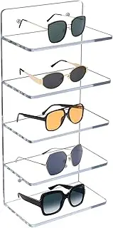 [Generic] Sunglass Stand - Transparent Eyewear Organizer | 5 Tier Acrylic Sunglasses Display Rack Organizer Risers for Home Tabletop