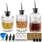 SYRUP BOTTLE Dispenser with Leak-Proof Lids Pour Spout Clear Set of 3 INFTYLE