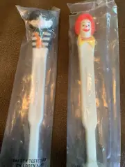 Vintage McDonalds 1985 Toothbrush One Pair Hamburglar And Ronald McDonald Sealed