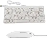 Reliable Lightweight Plastic Ultra-Thin Keyboard Mouse, Professional Wired Keyboard Mouse, Home for Laptop PC(White)