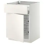 METOD / MAXIMERA base cab w wire basket/drawer/door, white/Veddinge white, 60x60x80 cm