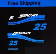 Mercury Outboard Decal Marine Vinyl set blue 25 hp