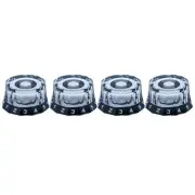 4x 12 Edge Black Acrylic Bass Guitar Knobs Transparent Volume Tone Control Knobs