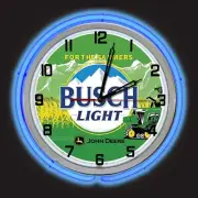 BUSCH Light Beer Sign 19" Blue Double Neon Clock For Farmers Garage Man Cave