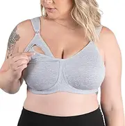 [LEADING LADY] Women's Nursing Wireless Sports Bra, White, 36 D