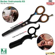 Professional Barber Scissors and Razor Set - Hair Cutting & Thinning Shears Kit