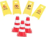 FELTECHELECTR Set Miniature Traffic Barricade Signs Cones Construction Scene Toys for Boys and Girls Pretend Play Educational Learning Toy Set