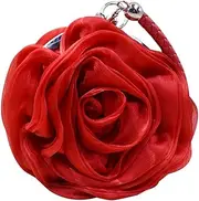 [Buddy Supplies] Buddy Women Rose Shaped Clutch Soft Satin Wristlet Handbag Wedding Party Purse