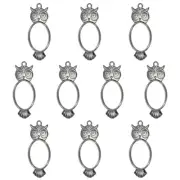 10Pcs Oval Owl Shaped Alloy Open Back Bezel Pendants Resin Frame, Black