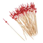 Bamboo Cocktail Toothpicks Red Pearl Bead Drink Picks Skewer 200Pcs Red Sticks