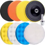 9 Pcs 5 Inch Car Buffing Pads Foam Polisher Buffer Pads Attachment for Drill