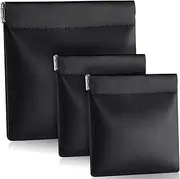 [Sadnyy] 3 Pcs PU Leather Coin Purse Change Holder No Zipper Coin Pouch Self Closing Pouch Change Purse Coin Bag, 2 Size, Black