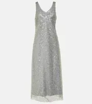 [Vince] Vince Lucite sequined metallic slip dress AU 12 silver