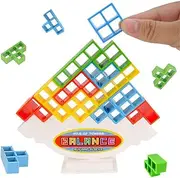 Tetra Tower Balance Toy, Russian Building Block, Stacking Blocks Balance Puzzle Assembly Montessori Interactive Toy for Kids, DIY Assembling Versatile Board Table Game 48