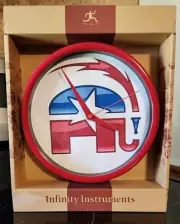 New Round Republican Battery Operated Clock Red /White /Blue Elephant 8-7/8"