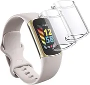 2 Pack TPU Case Compatible with Fitbit Charge 5/Charge 6, Ultra-Thin TPU All-Around Protective Shockproof Bumper Case Cover (Clear/Clear)