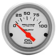 Autometer Ultra Lite Oil Pressure Gauge Electric - 0 - 100 PSI, 2 1/16 Inch, Short Sweep, AU4327