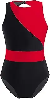 [FEESHOW] Gymnatsics Leotard for Girls Sleeveless Mesh Splice Hollow Back Ballet Dance Unitard Athletic Bodysuit