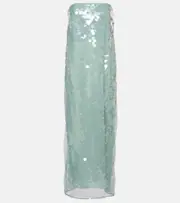 [Staud] Staud Casey sequined strapless maxi dress AU 14 blue