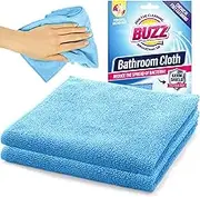 2pk Buzz Bathroom Cleaning Cloths with Germ Shield, Streak-Free Bathroom Microfibre Cloth, Great for Bath, Sink, Shower Cloth No Water Marks, Bathroom Cleaning Cloth Bathroom Cloth Bathroom Cloths