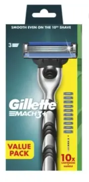 Best Buy! Gillette Mach 3 Shaver Starter Kit | Handle 10 Refill Blades Cartriges