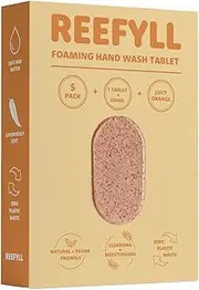 Reefyll Foaming Hand Soap Refill Tablets Dissolvable Plastic Free Hand Wash Pods Just Add Water Juicy Orange Scent 5 Tablets