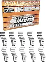 NACETURE Vinyl Siding Hooks Hanger (10 Pack) | No Drill Vinyl Hooks for Hanging Outdoor Decor, Sliver