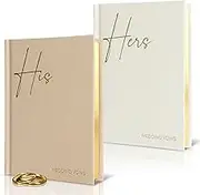 Elegant Linen Wedding Vow Books With Gold Foil Lettering - Perfectly Sized His and Hers Vow Books With Plenty Of Pages To Write Whatever is on Your Heart - A Beautiful Addition For The Wedding Day