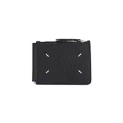[Maison Margiela] Maison Margiela-Black Calf Leather Slim 2 Pincer Wallet-Uomo OS OS