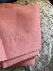Dual Life Short Sheer Curtains Linen Textured Living Room Dual Panel Dark Pink