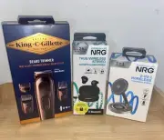 King.C.Gillette Men's Beard Trimmer +NRG Wireless Earphones & Wireless Charger