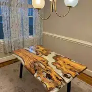Epoxy Table Top/ Epoxy Resin Table/ White Epoxy Resin Art Table Top/ End Table