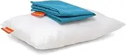 Urban Infant Pipsqueak Small | Tiny | Mini Pillow with Name Tag - 11in x 7in x 2.5in - Machine Washable - White Pillow with Blue Case