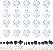 Swpeet 20Pcs 1"×1" Clear Square Chair Leg Caps, Floor Protectors, Table Chair Leg Protection Cover, Furniture Leg Caps，Leg Tips Covers, Feet Pads, Feet for Furniture Table Chair