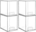 4pcs Clear Stackable Storage Drawers, 7.6" Plastic Organizers Bins for Skincare