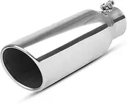 4 Inch/10.16cm Inlet Black Exhaust Tip, 4" Inlet 5" Outlet 12" Long Powder Coated Diesel Stainless Steel Exhaust tip(Silver)