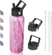 Insulated Water Bottles with Straw Lid, 40oz Stainless Steel Water Bottles