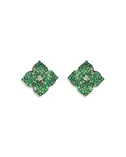 Piranesi 18K Yellow Gold Small Fiore Earrings with Green Tsavorite Garnets and Diamonds