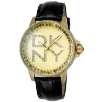 在飛比找momo購物網優惠-DKNY 閃亮誘惑晶鑽時尚腕錶(復古金)