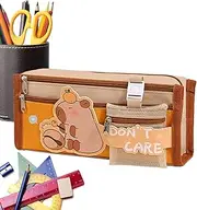 Pencil Box - Cute Capybara Pencil Box Case,Canvas Open Wide Pen Pouch Capybara Multi Pocket for Stationery