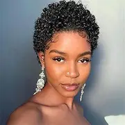 Short Curly Human Hair Wigs Brazilian Virgin Hair Wigs Afro Kinky Curly Wig for Black Women 150% Density Pixie Cut Curly Wigs