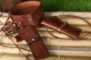 .44/.45CAL SINGLE TOOLED HOLSTER LEATHER WESTERN GUN CASE DROP LOOP SASS BELT