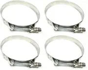 4 MVP SAE 28 All 300 Stainless T Bolt 1-1/2" Hose Clamps: Range 1-3/4" - 2"