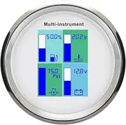 ELING 85mm 4 in 1 Gauge TFT Screen with Fuel Level Water Temp Gauge Oil Pressure Voltmeter 12V 24V for Car Truck Vessels