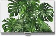 LKHDS Slim Aluminum Alloy Business Card Holder Monstera Deliciosa Banana Palm Pocket Business Card Case Portable Business Card Wallet Business Card Holders Handheld Card Box for Women Men, style, One